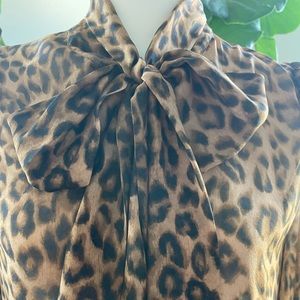 L’Agence Leopard Print Silk Blouse